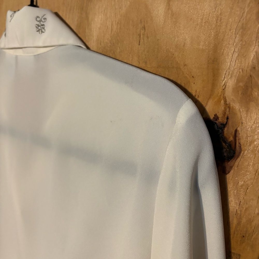 Vintage Ship N Shore Embroidered Floral Off White Button Up Blouse Sz 4 Fairy - Picture 6 of 7